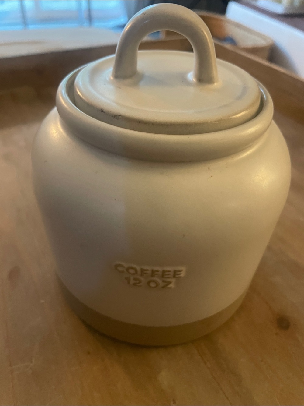 Hearth & Hand Cream and Tan Stoneware 12 oz Coffee Canister
